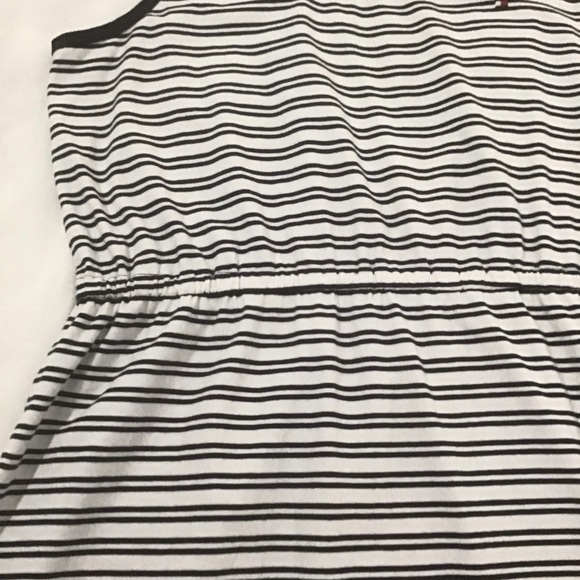 Tommy Hilfiger Navy Blue & White Striped Sleeveless Dress w/Elastic Waist, Sz L - Picture 7 of 11